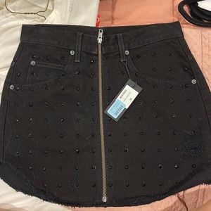 carmar beatrice black studded jean skirt